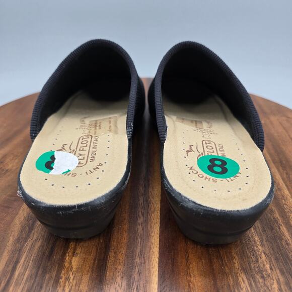 Fly Flot Mules Women's 8 39 Black Mesh Slip On Clogs Comfort Italy Shoes - Picture 4 of 7